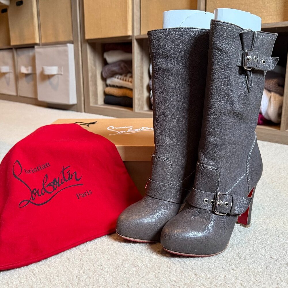 Christian Louboutin Brown Leather Red-Sole Boots — EU 36 (US 5.5–6)